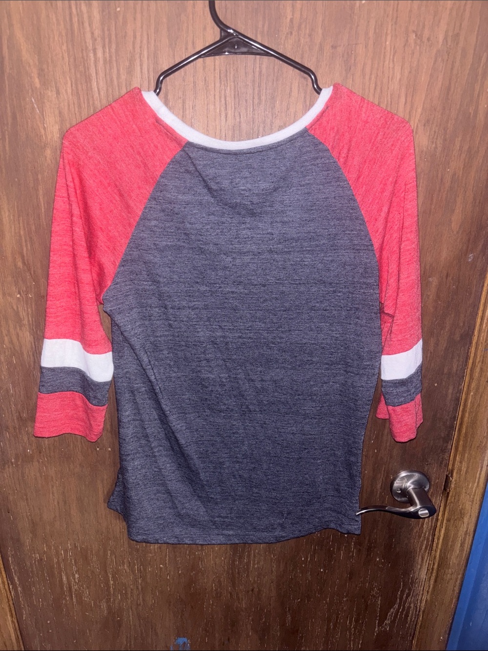 New Era Twins Raglan Long Sleeve Tee - Red, Gray, White - Picture 7 of 7